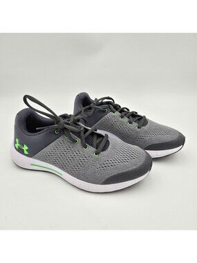 Under Armour Youth Mesh Running Shoes Gray Green Lightweight Breathable